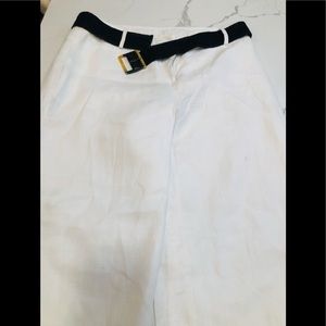 NWT Zoe D white linen pants with belt